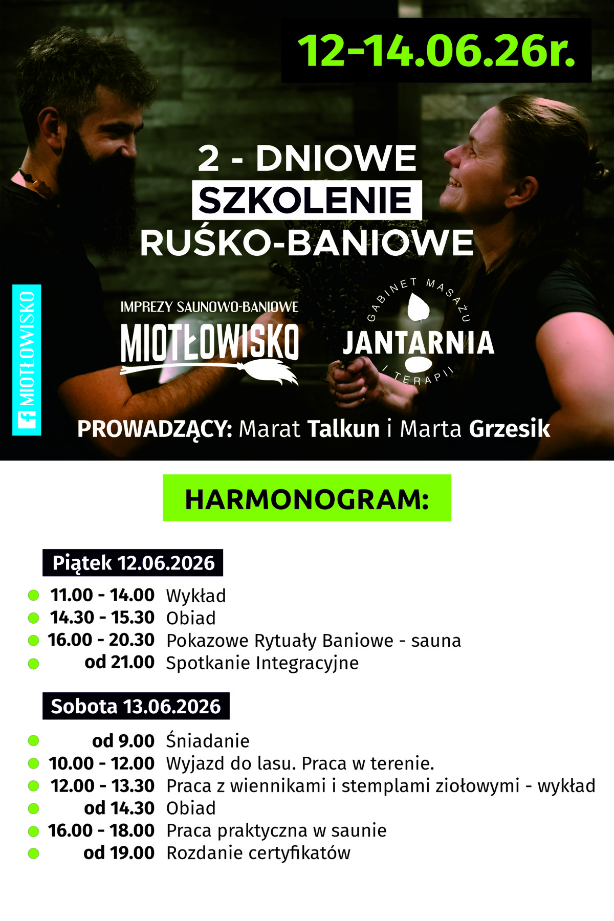 Harmonogram szkolenia rusko-baniowego Miotłowisko Jantarnia 2026